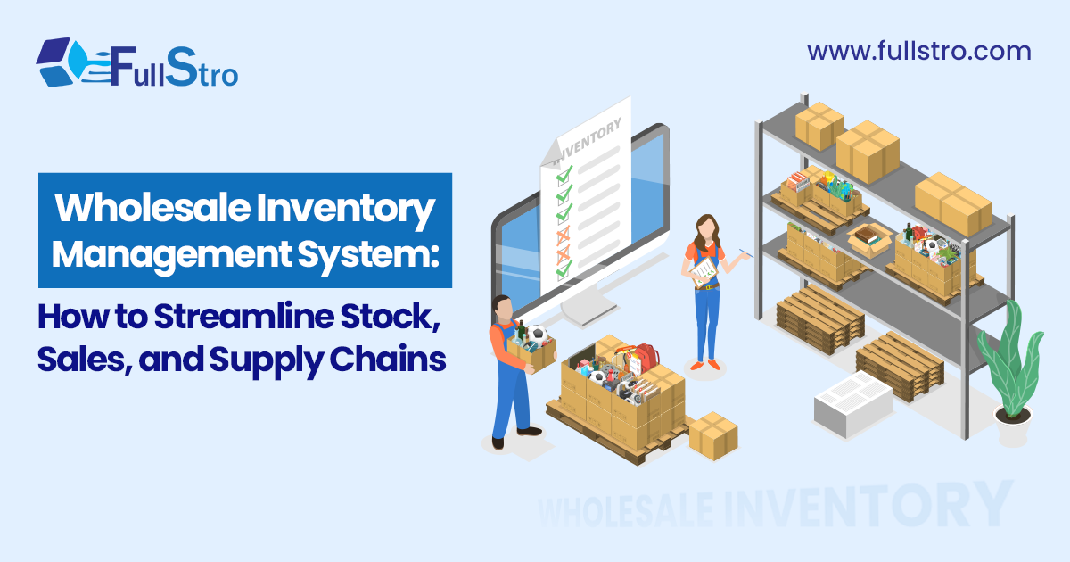 Wholesale inventory management system dashboard showing real-time stock, sales, and supply chain control