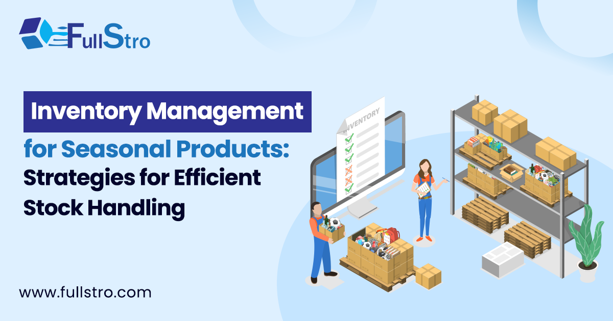Inventory management dashboard showing seasonal stock tracking, demand forecasting charts, and warehouse organization system