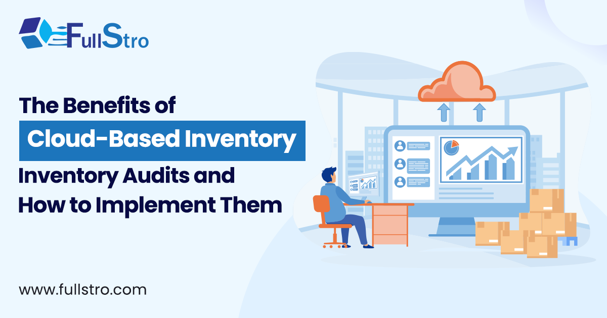 Cloud-based inventory audit dashboard showing real-time stock tracking, analytics reports, and multi-warehouse inventory management system
