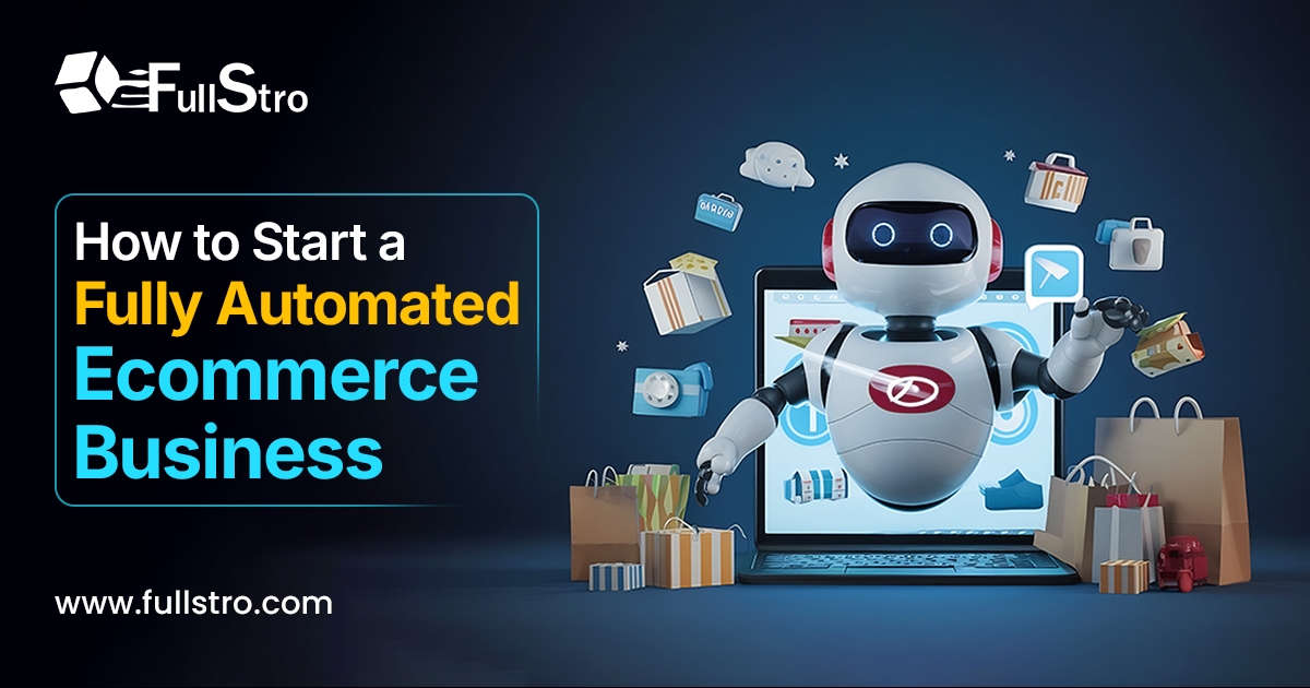 Fully automated eCommerce business workflow showing online store automation, order processing, marketing funnels, and inventory management system